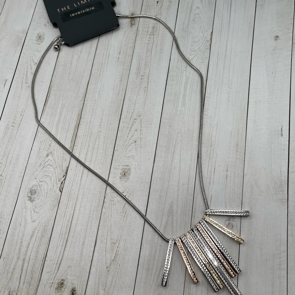 NWT The Limited Mixed Metals/Cubic Zirconia Necklace - Picture 3 of 10